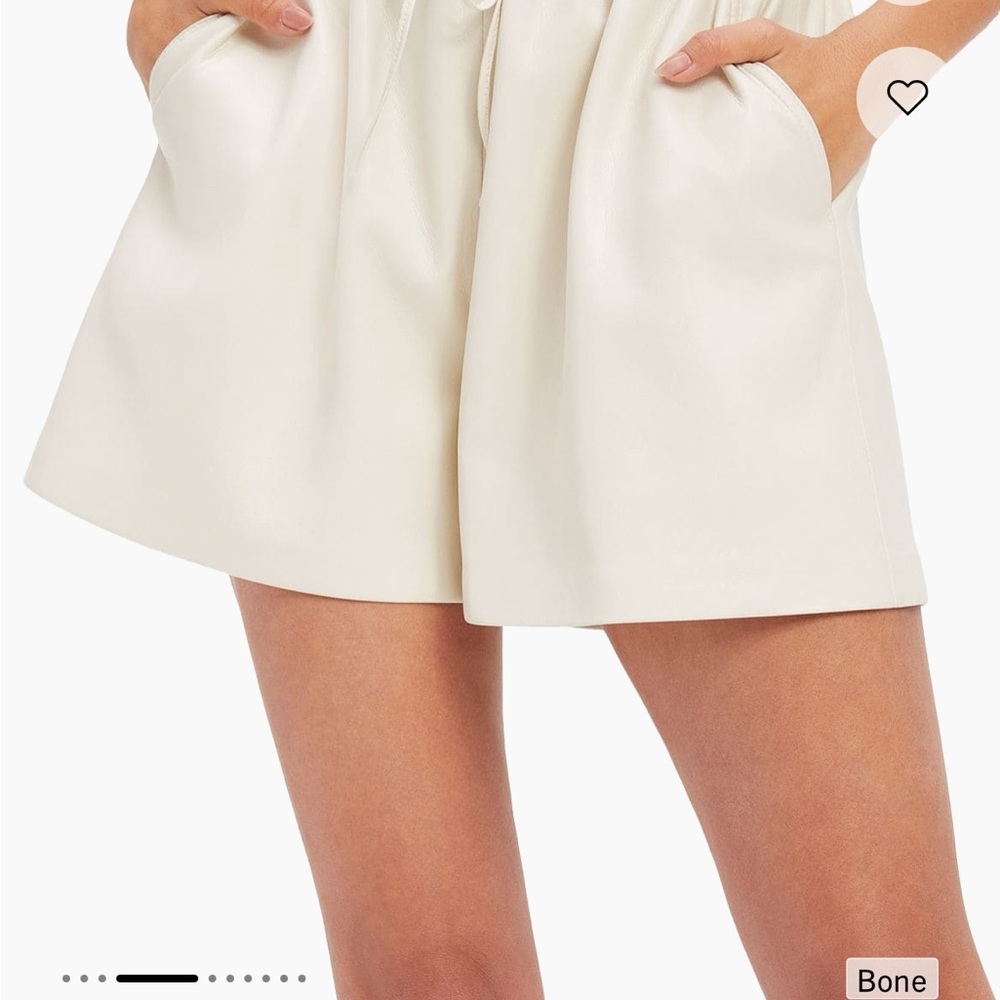 Good American Faux Leather Cream High Waist Shorts